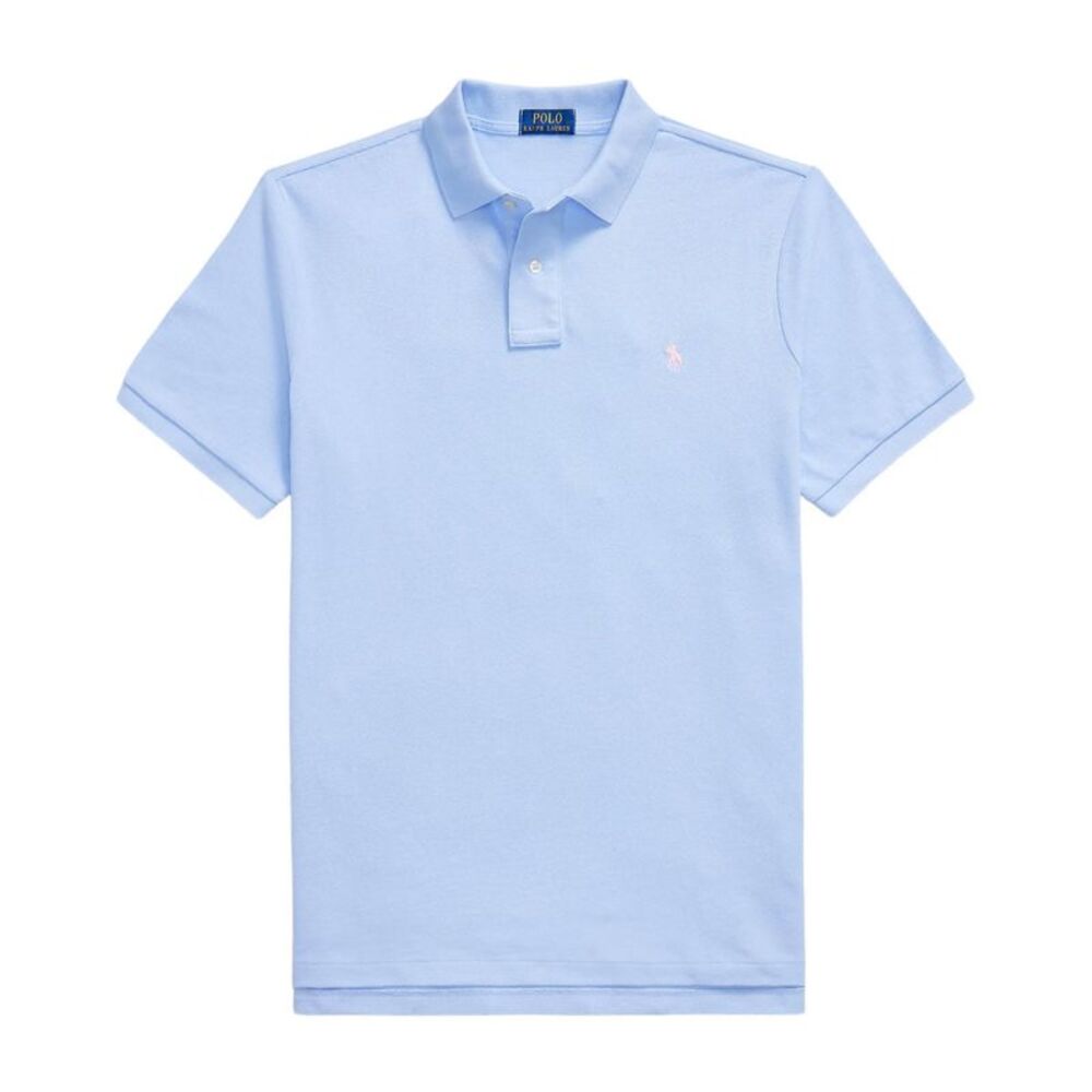 Polo Ralph Lauren Mens Classic Fit Mesh Polo Shirt Large Pebble Blue - NWT